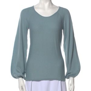 Calypso St Barth 100% Cashmere puff/bishop sleeve sweater size XS steel blue